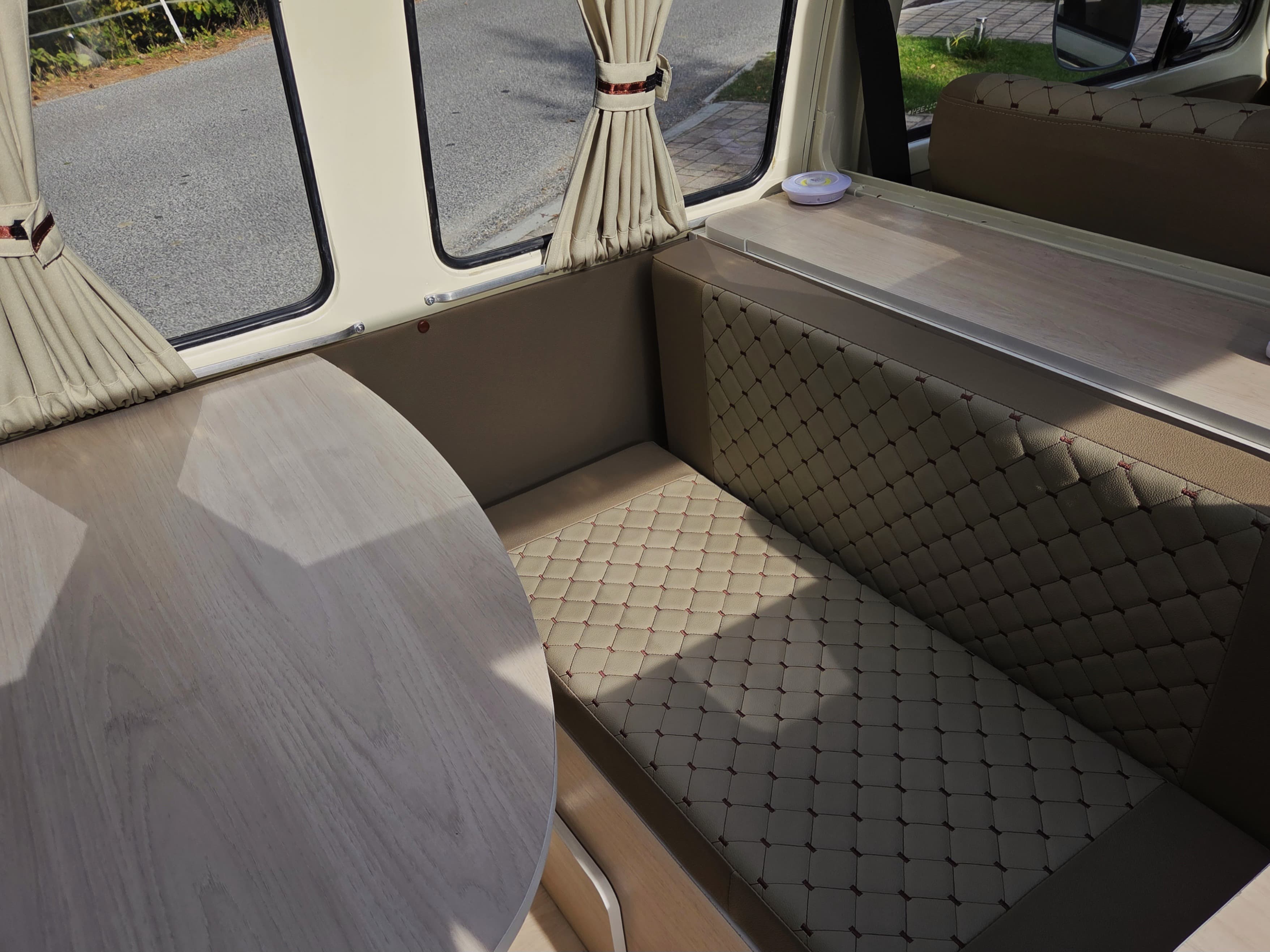 Classic VW Bully T2 in great condition in green and beige.