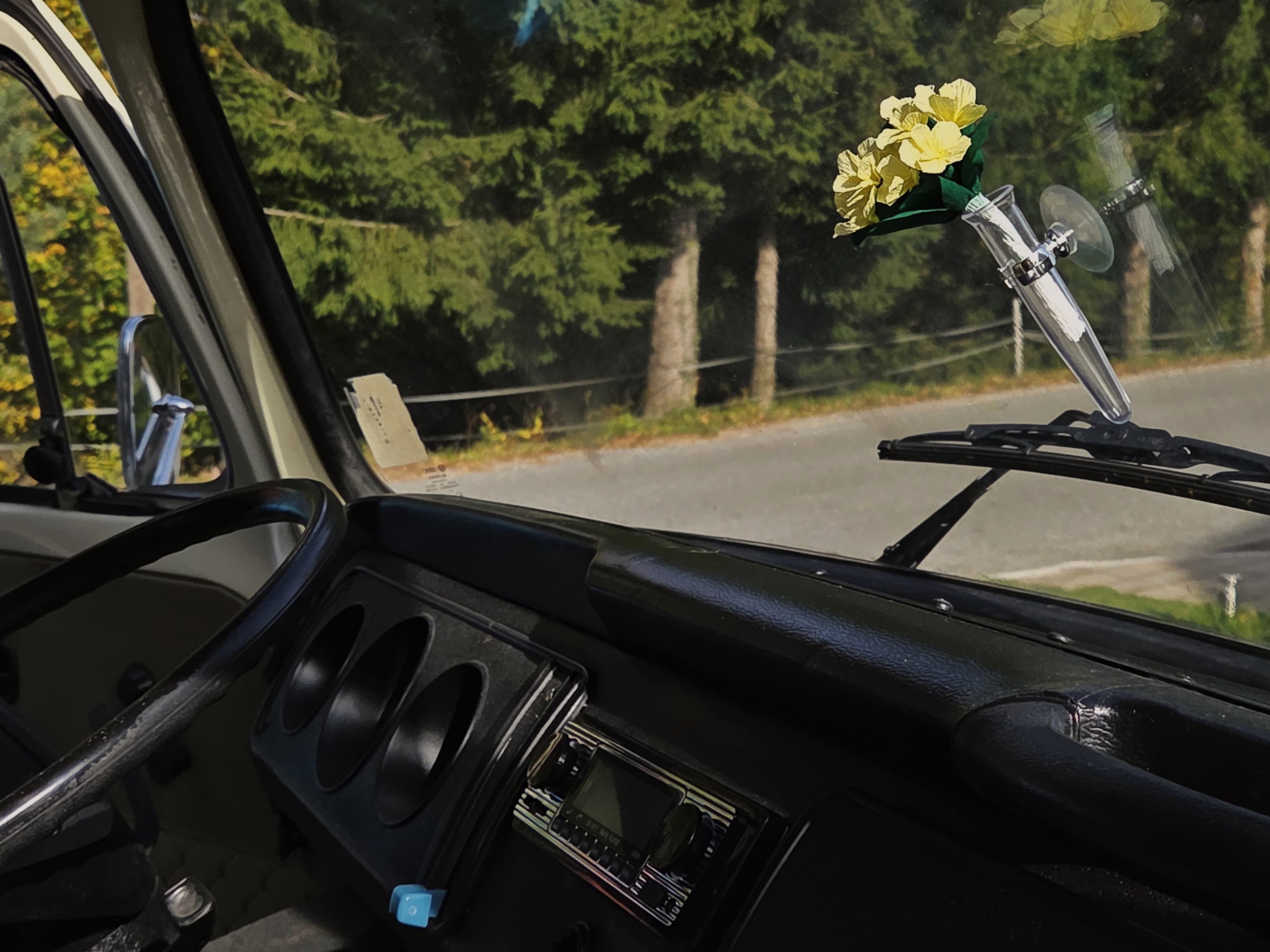 Classic VW Bully T2 in great condition in green and beige.