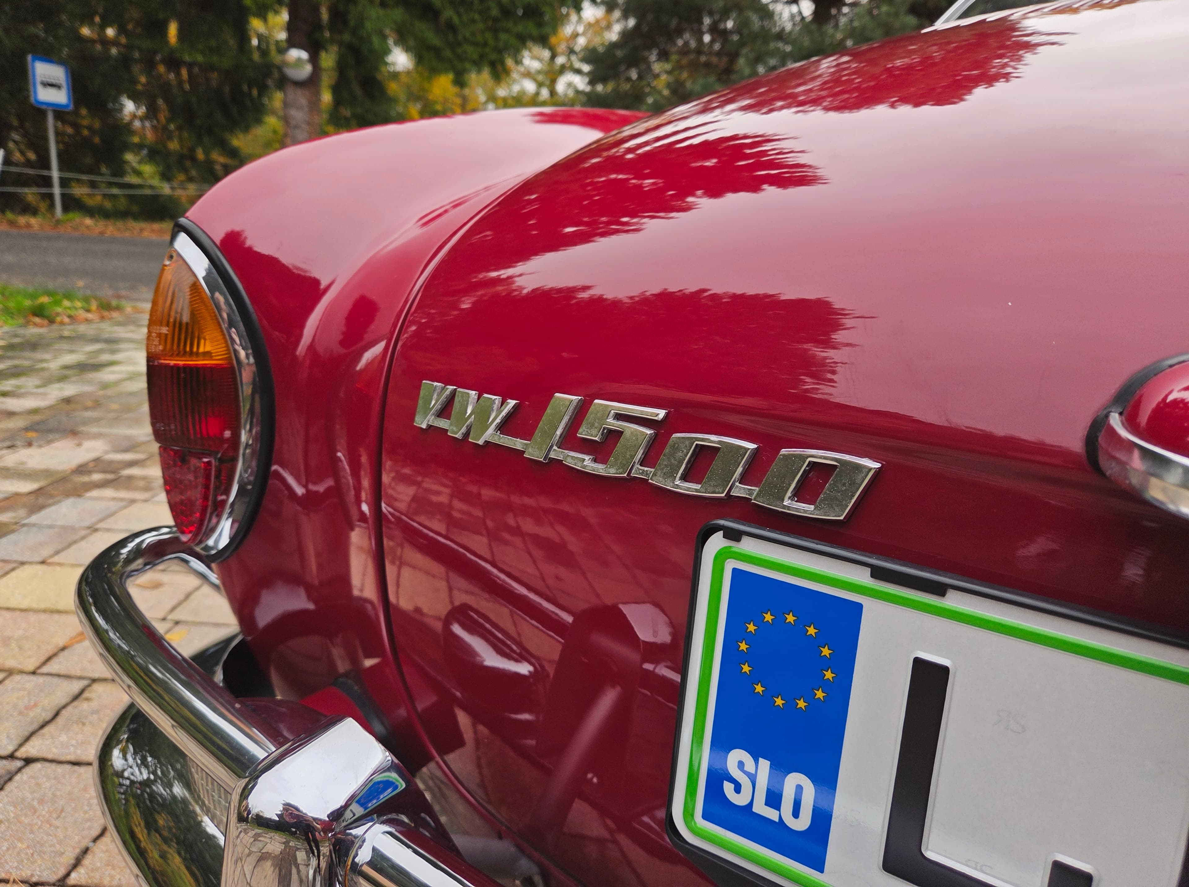 Stunning VW Karmann Ghia Coupe in cherry red with original equipment.
