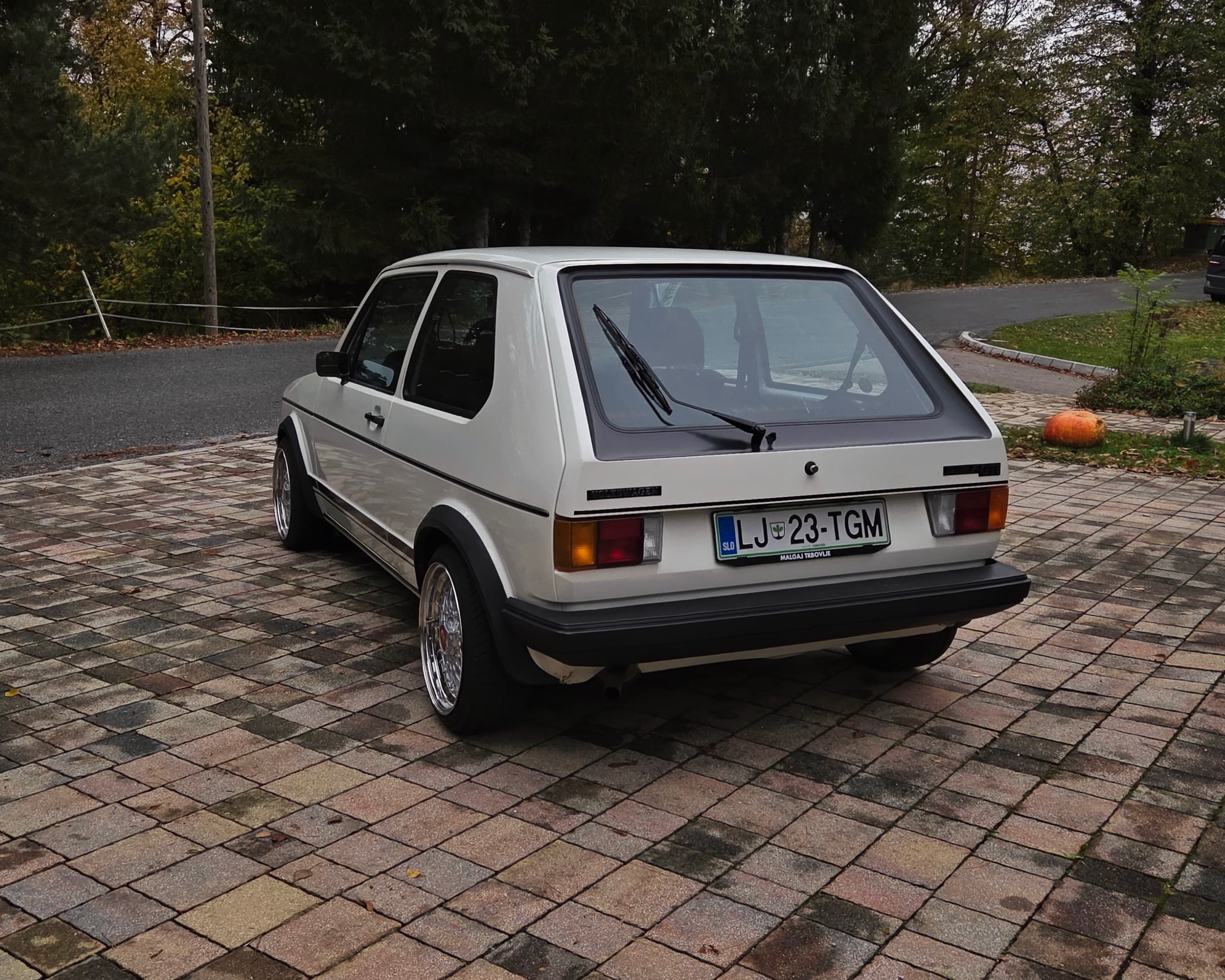 Classic VW Golf 1 GTI in Alpine White with sport wheels